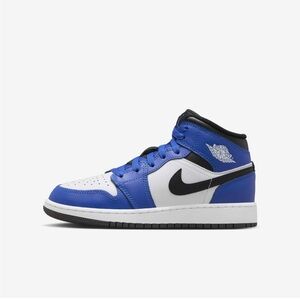 Nike Air Jordan 1 Mid Blue and Black Sneakers - Boys Size 5.5